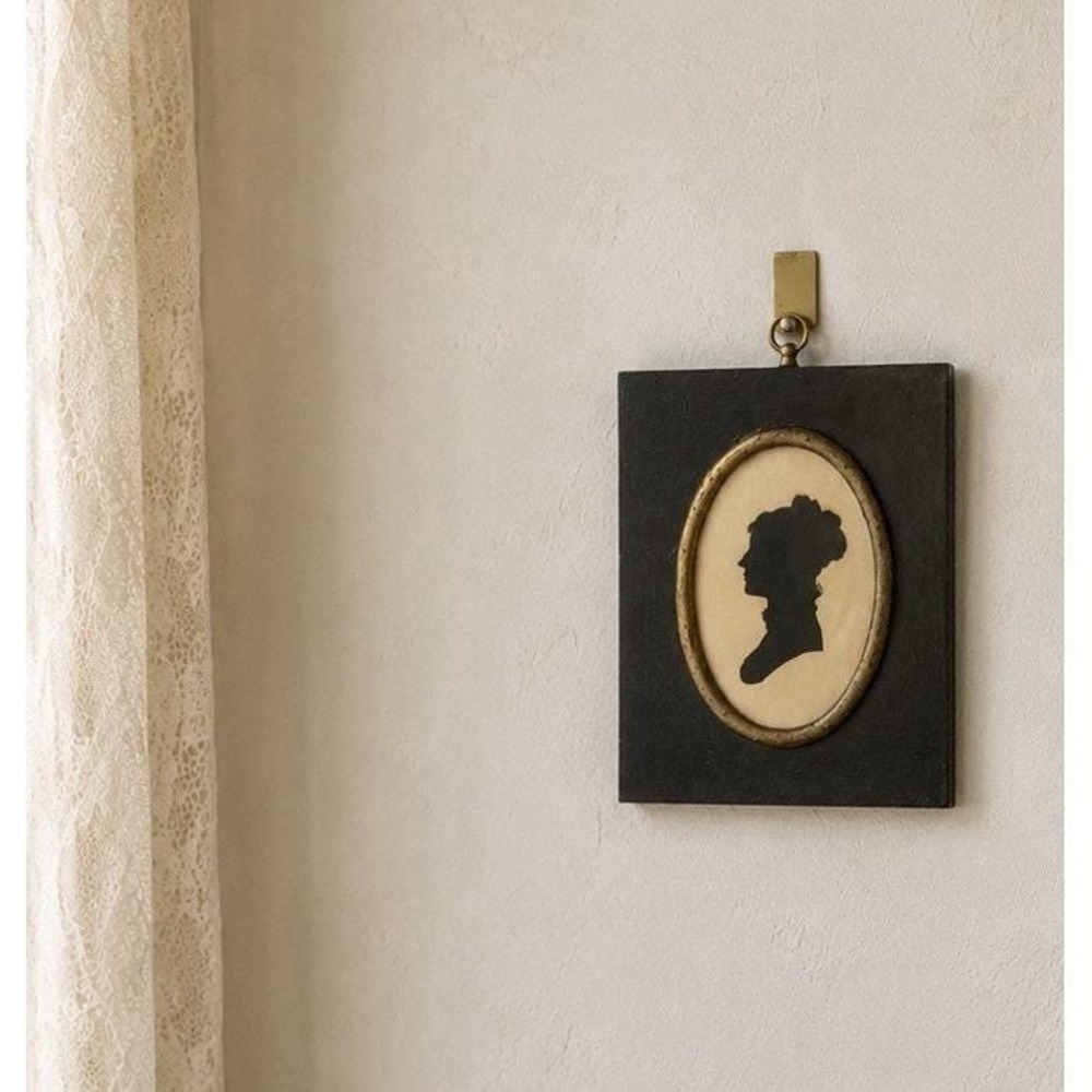 Framed Antique Style Silhouette Portrait Of A Woman Mrs. Ann Broderick Mother